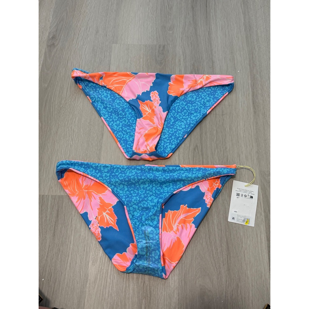 NWT Maaji Reversible Bikini Bottom Pink Orange Coral Blue Colorful Bright XL